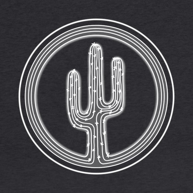 White Cactus Badge Line Drawing by AlmightyClaire